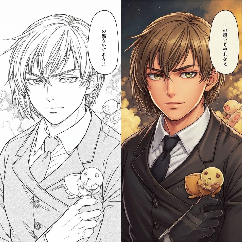 Black and white manga transformed into full color